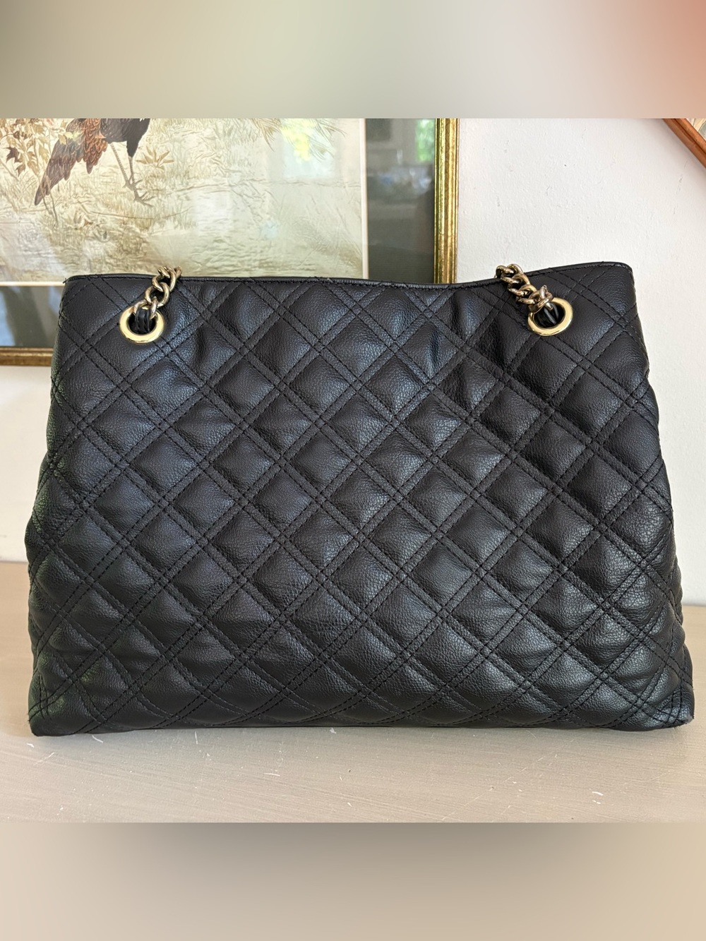 Anne Klein quilted faux leather chain strap handbag tote - Picture 5 of 9